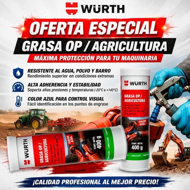 2X1 Tubos Grasa EP2 Base Litio/Calcio WÜRTH 400g - Imagen 2