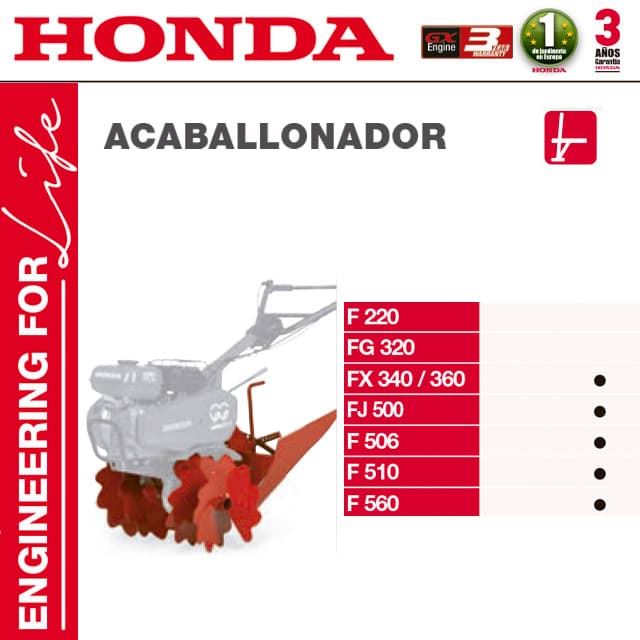 Acaballonador Motoazadas HONDA FX340/360 FJ500 F506 F510 F560 - Imagen 1