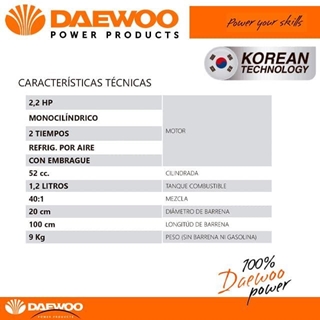 Ahoyadora Gasolina DAEWOO DAEA520-B + Barrena de 1000X200 - Imagen 2
