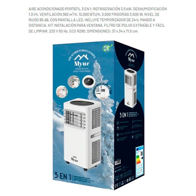 Aire Acondicionado Portátil MYUC  3 EN 1 - 12.000 BTU/H - 3.000 FRIGORÍAS - Imagen 4
