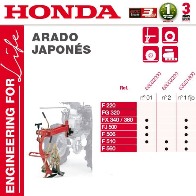 Arado Japonés nº01 Motoazadas HONDA FX340/360 FJ500 F506 F510 - Imagen 1