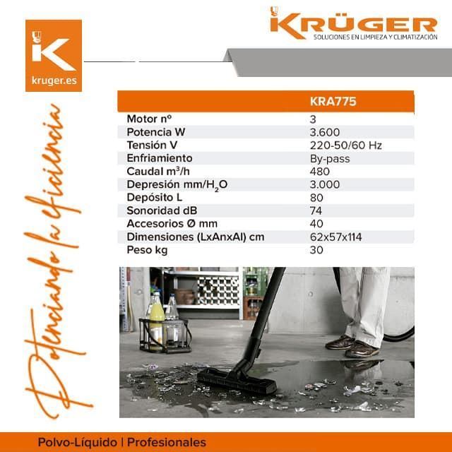 Aspirador Industrial KRÜGER KRA775 3600W 80L - Imagen 3