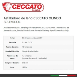 Astilladora de Leña CECCATO OLINDO BULL SPLE10POL - Imagen 2