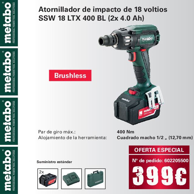 Atornillador Impacto METABO SSW18 LTX 400 BL - Imagen 1