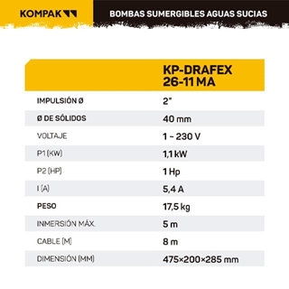 Bomba Sumergible KOMPAK Drafex26-11MA - Imagen 2