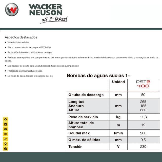 Bomba Sumergible WACKER NEUSON PS2 400 - Imagen 6