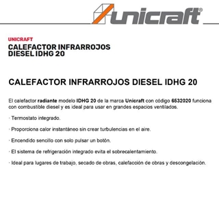 Calentador Infrarrojos Diesel UNICRAFT IDHG 20 - Imagen 2
