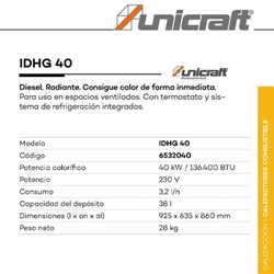 Cañón/Calefactor Radiante UNICRAFT IDHG40 - Imagen 2