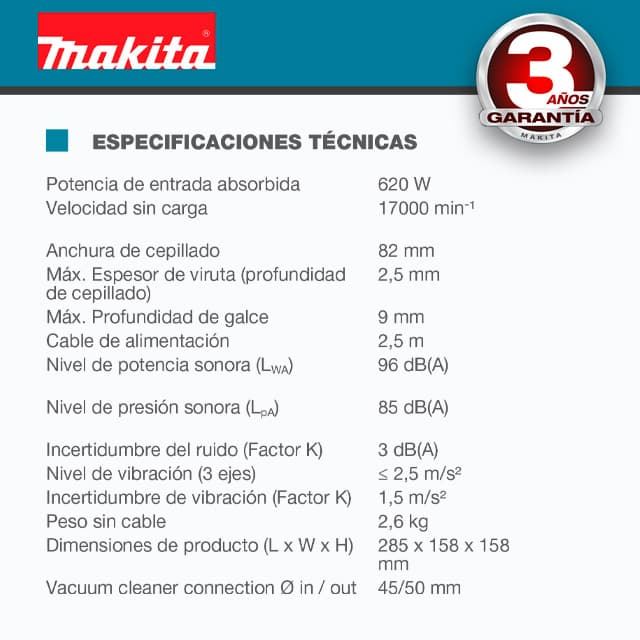 Cepillo Madera MAKITA KP0800 82MM (3-1/4") - Imagen 3