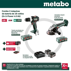 Combo Set METABO Taladro SB18LT BL + Amoladora W18L BL 9-125 - Imagen 1