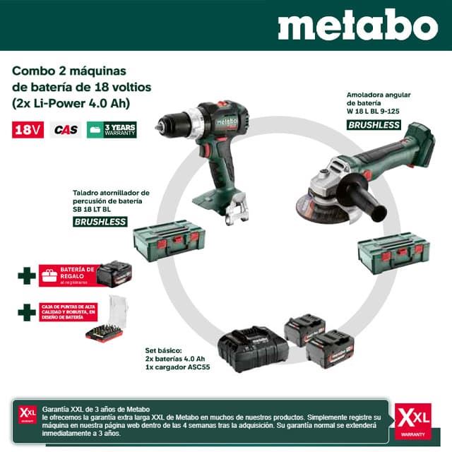 Como METABO Taladro SB18LT BL + Amoladora W18L BL 9-125 - Imagen 1