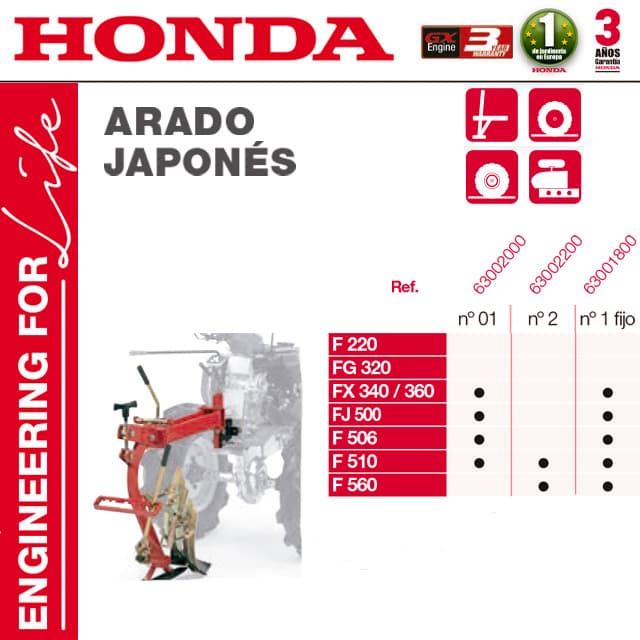 Conjunto Arado Japonés + Aporcador + Arrancapatatas + Soporte Motoazadas HONDA - Imagen 1