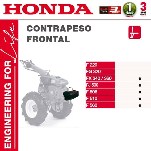 Contrapeso Frontal Motoazadas HONDA FX340/360 FJ500 F506 F510 F560 - Imagen 1