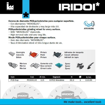 Corona Desbaste IRIDOI PCD Cup 115 H22.2 Elite - Imagen 2