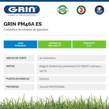 Cortacésped Gasolina GRIN PM 46 A B&S 850 Instart - Imagen 2