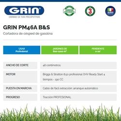 Cortacésped Gasolina GRIN PM 46 A B&S 850 - Imagen 2
