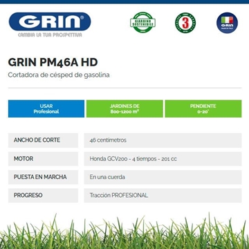 Cortacésped Gasolina GRIN PM 46 A Honda GCV200 - Imagen 2