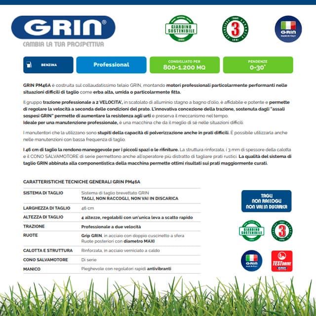 Cortacésped Gasolina GRIN PM 46 A Kawasaki FJ180V - Imagen 5