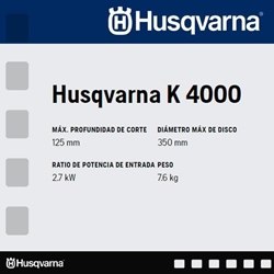 Cortadora Eléctrica HUSQVARNA K 4000 Wet + Disco GRATIS - Imagen 2