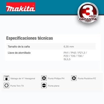 Destornillador Manual de Carraca MAKITA 8 Puntas de Tornillo - Imagen 2