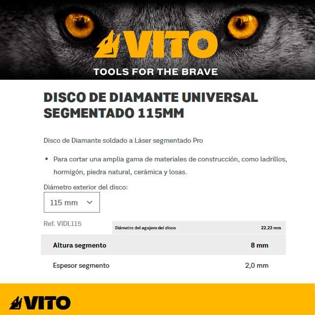 Disco Corte Diamante Laser 115 VITO Universal - Imagen 2