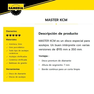 Disco Corte Gres/Porcelánico SAMEDIA KCM Master 300x30/25.4 Especial Mesas de Corte - Imagen 2