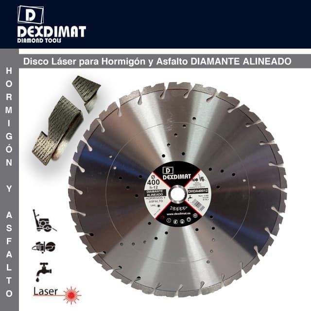 Disco Corte Hormigón/Asfalto DEXDIMAT D.400 h-12 Diamante Alineado - Imagen 1