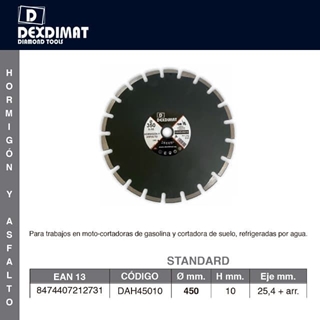Disco Corte Hormigón/Asfalto DEXDIMAT D.450 h-10 Standard - Imagen 2