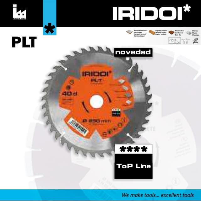 Disco Corte Madera/Plástico 250MM H30 40d IRIDOI PLT - Imagen 1
