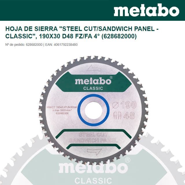 Disco Corte Panel Sandwich 190X30 Z48 METABO Classic - Imagen 1