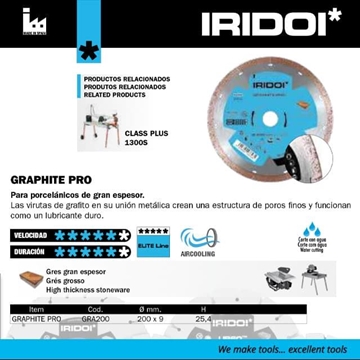 Disco Corte Porcelánico IRIDOI Graphite Pro 200 H25.4 - Imagen 2