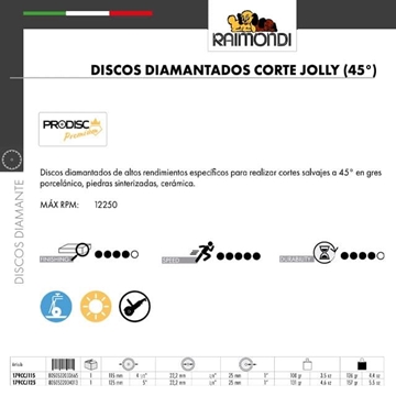 Disco Diamantado 115 Corte Jolly 45º RAIMONDI Gres Porcelánico - Imagen 2