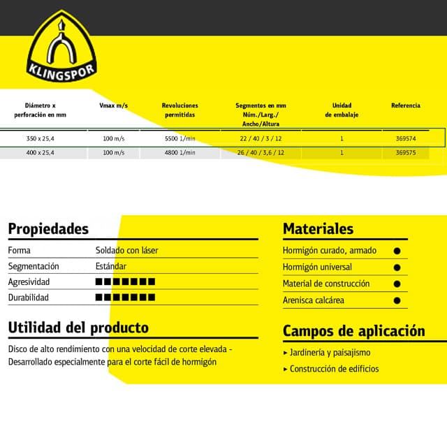 Disco Diamantado KLINGSPOR DT900BX Special 350X25.4 - Imagen 2