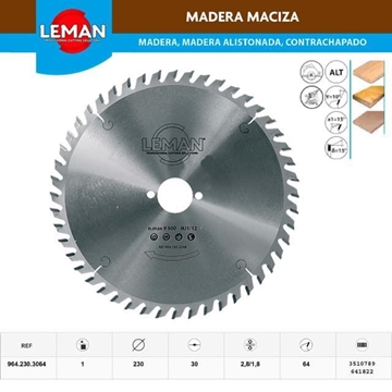 Disco Sierra LEMAN Classic D.230 Int.30 64d Madera - Imagen 1