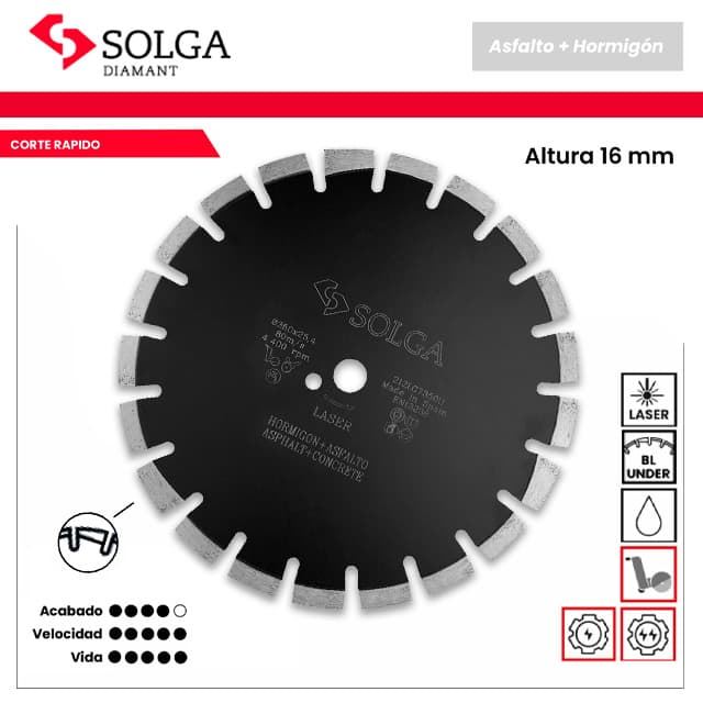 Disco SOLGA H16 Undercut 350X25.4 Hormigón / Asfalto - Imagen 1