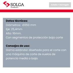 Disco SOLGA H16 Undercut 350X25.4 Hormigón / Asfalto - Imagen 2