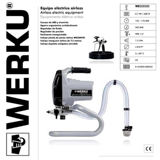 Equipo Eléctrico Airless WERKU WK500500 0.7HP/500W 1.4LPM - Imagen 1