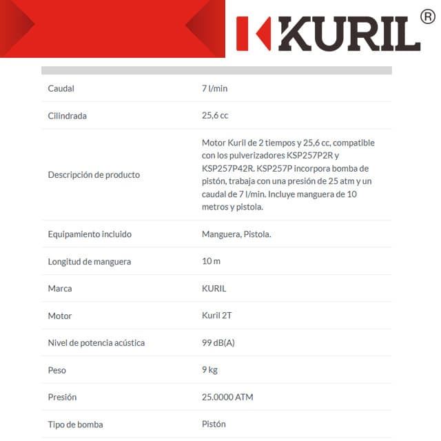 Equipo Pulverizador KURIL 2T Portátil - Adaptable a Carretillas Sulfatadoras - Imagen 2