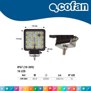 Faro de Trabajo COFAN 16LED 10-30V 6000K 48W IP67 - Imagen 2