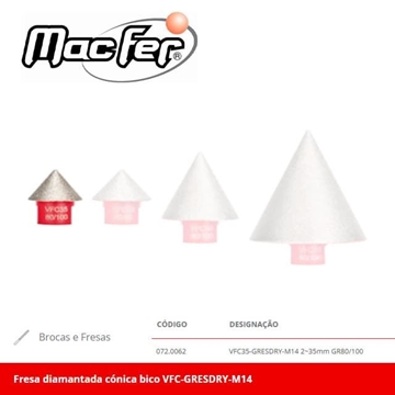 Fresa Diamantada Cónica Pico MACFER VFC35-M14 - Imagen 1