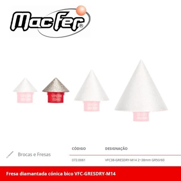 Fresa Diamantada Cónica Pico MACFER VFC38-M14 - Imagen 1