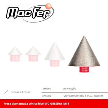 Fresa Diamantada Cónica Pico MACFER VFC75-M14 - Imagen 1