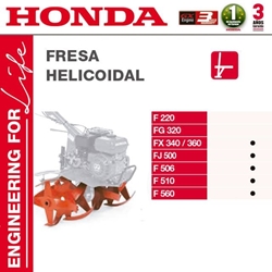 Fresa Helicoidal Motoazadas HONDA FX340/360 FJ500 F506 F510 F560 - Imagen 1