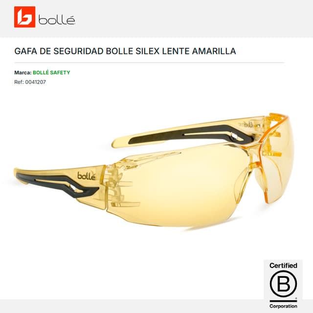 Gafas de Seguridad BOLLÉ Silex Lenta Amarilla - Imagen 1