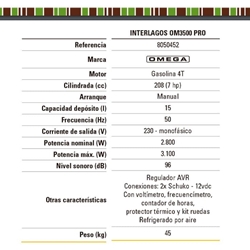 Generador Gasolina OMEGA Interlagos OM3500 Pro - Imagen 2