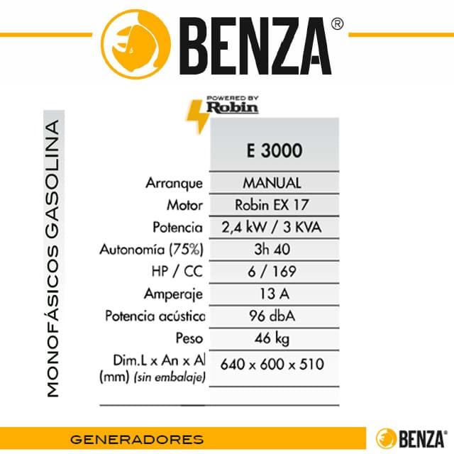 Generador Monofásico a Gasolina BENZA E3000 - Imagen 2