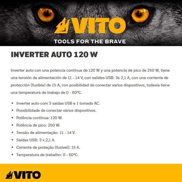 Inverter Auto DC12V-AC230V USB Power VITO - Imagen 2