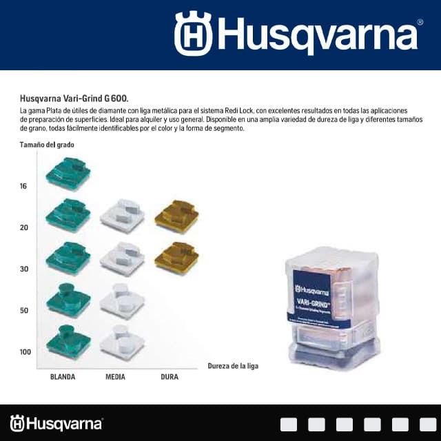 Juego 3 Pastillas Diamante HUSQVARNA G623D Vari-Grind G.20 - Imagen 3