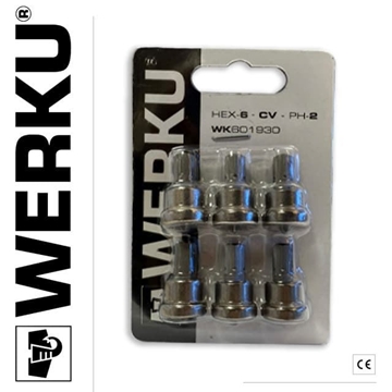 Juego 6 Puntas Profundidad WERKU HEX-6 CV PH2 - Imagen 2