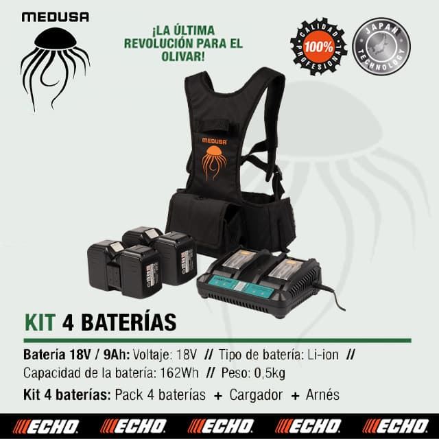 Kit 4 Baterías 18V/9Ah MEDUSA + Cargador + Arnés - Imagen 1